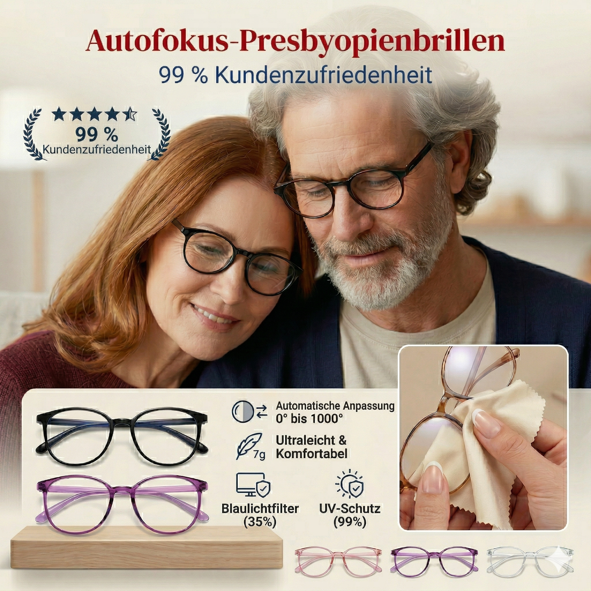 ZOom - Blaulichtfilter-Brille mit Autofokus für Nah- und Fernsicht.